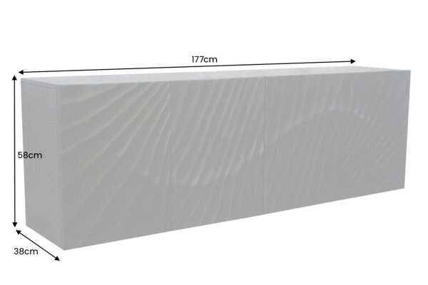 Hängesideboard Schwarz Holz 177 cm breit Handarbeit 3D-Motiv