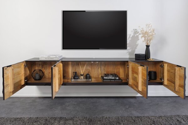 Hängeboard Schwarz 200 cm lang Handarbeit Mangoholz