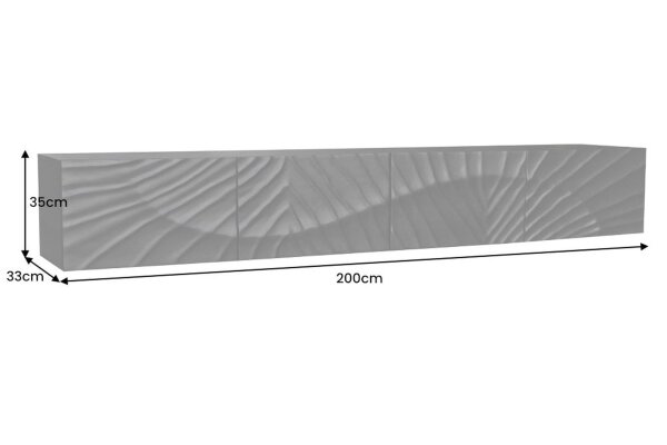 Hängeboard Schwarz 200 cm lang Handarbeit Mangoholz