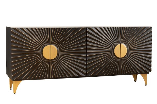 Sideboard Schwarz Gold 177 cm breit groß dekorativ