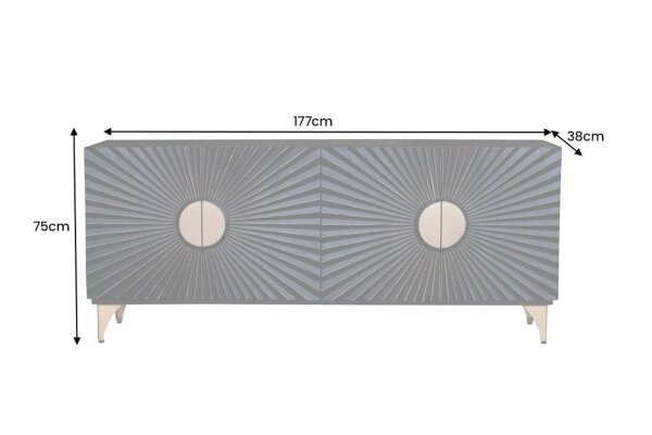 Sideboard Schwarz Gold 177 cm breit groß dekorativ