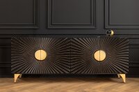 Sideboard Schwarz Gold 177 cm breit groß dekorativ
