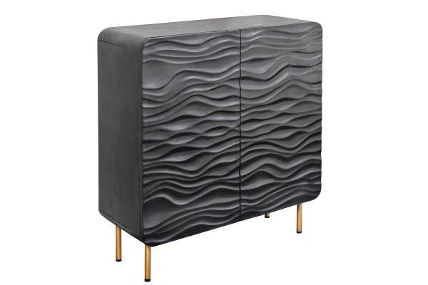 Highboard noir or 2 portes 100 x 120 cm fait main