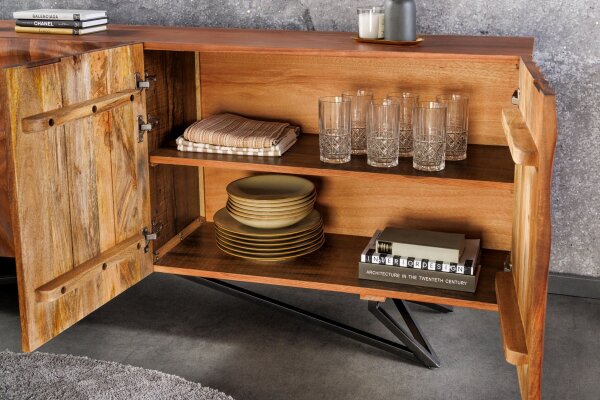 Buffet en bois de manguier fer 177 x 75 cm fait main RENNY