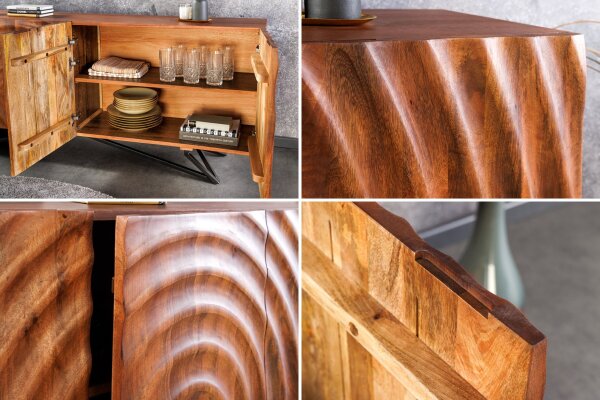 Buffet en bois de manguier fer 177 x 75 cm fait main RENNY