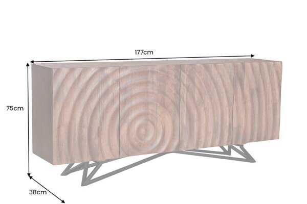 Buffet en bois de manguier fer 177 x 75 cm fait main RENNY
