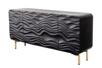 Buffet 160 cm bois métal noir or fait main