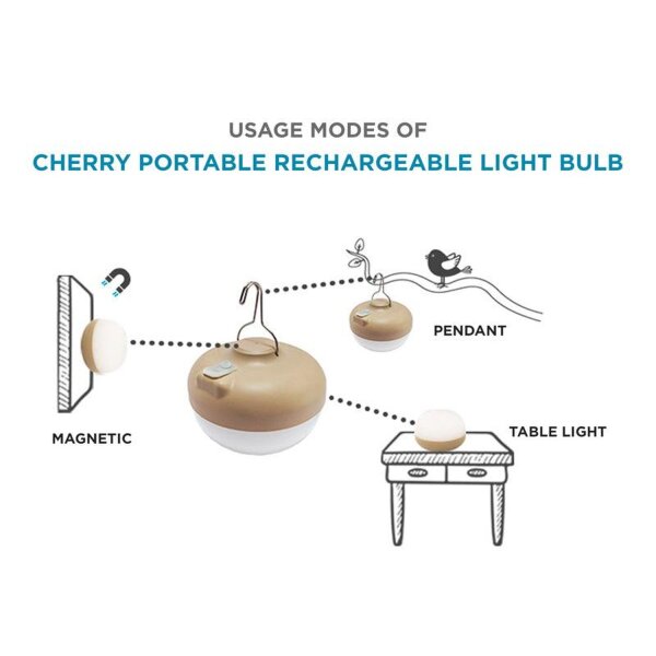 LED Leuchtmittel Akku Haken Magnet 2700 K dimmbar USB IP54 CHERRY