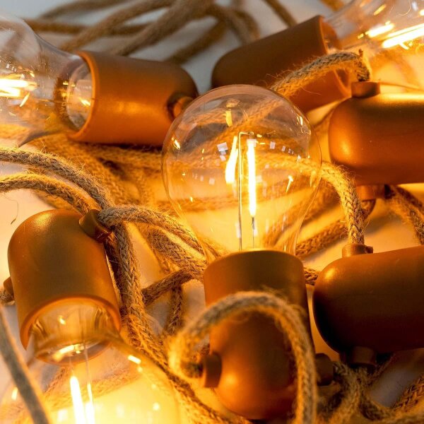 Guirlande lumineuse extérieure LED 5m 10x E27 IP44 2700 K avec fiche