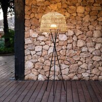 LED Stehleuchte außen Rattan Schirm 148 cm mit Akku...