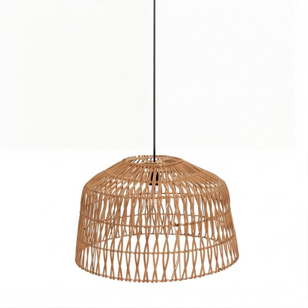 Pendelleuchte Rattan Ø 49 cm Natur Schwarz Boho E27