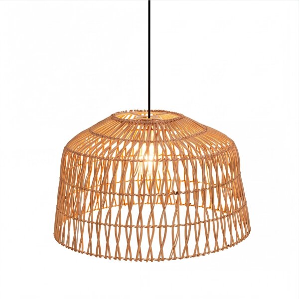 Pendelleuchte Rattan Ø 49 cm Natur Schwarz Boho E27
