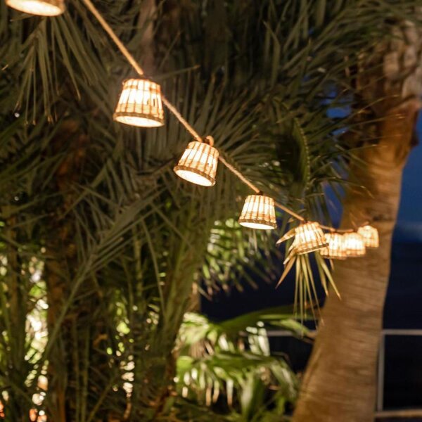 Guirlande lumineuse LED extérieure Abat-jour bambou 2700 K IP44
