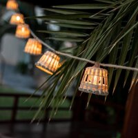 LED Lichterkette außen Bambus Lampenschirme 2700 K...