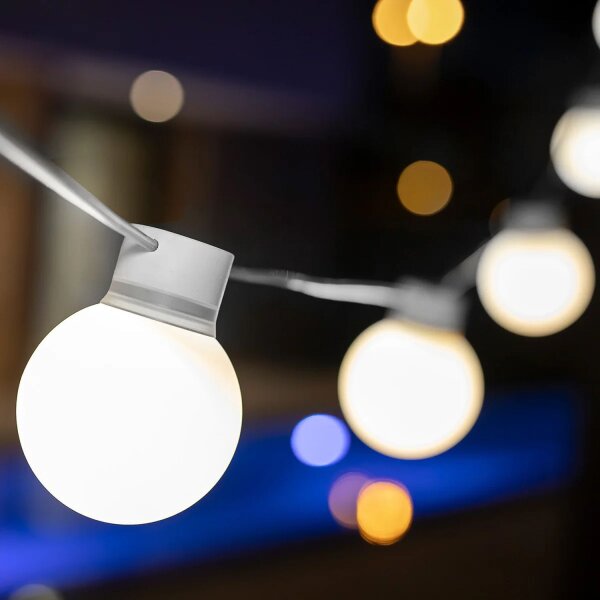 Guirlande lumineuse LED extérieure blanche IP44 3000K 5m de câble mâle