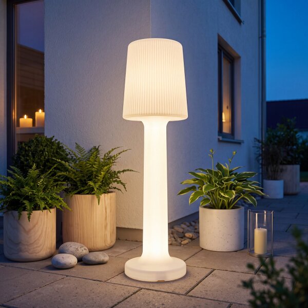 Lampadaire LED extérieur 110 cm blanc IP65 2700 K câble connecteur