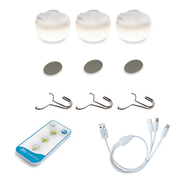 LED Campingleuchte 3er Set Akku Haken Magnet dimmbar IP54 CHERRY