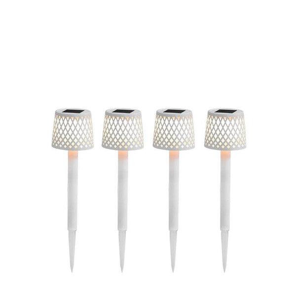 LED Außenlampe Erdspieß 4er Set Weiß Solar H: 39 cm