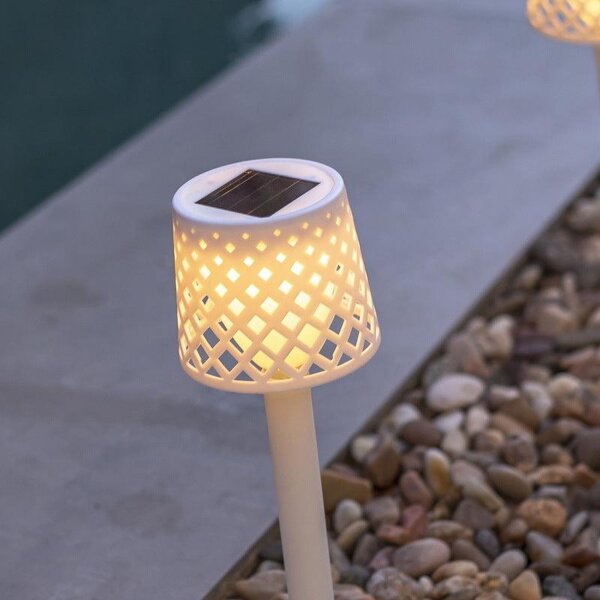 LED Außenlampe Erdspieß 4er Set Weiß Solar H: 39 cm