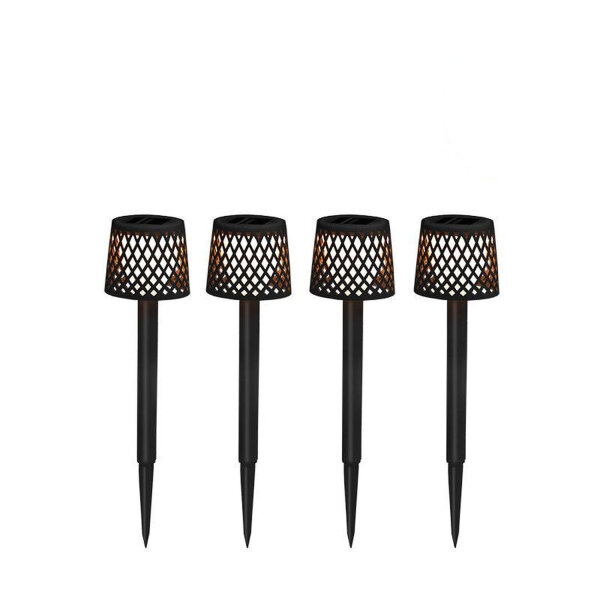 Lampe de jardin LED Piquet de terre 4 pièces Batterie solaire IP44 Noir