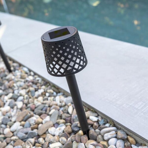 Lampe de jardin LED Piquet de terre 4 pièces Batterie solaire IP44 Noir
