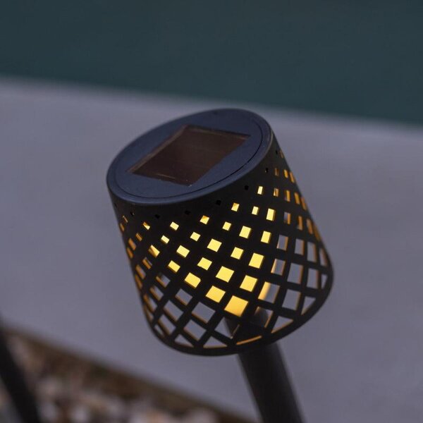 Lampe de jardin LED Piquet de terre 4 pièces Batterie solaire IP44 Noir