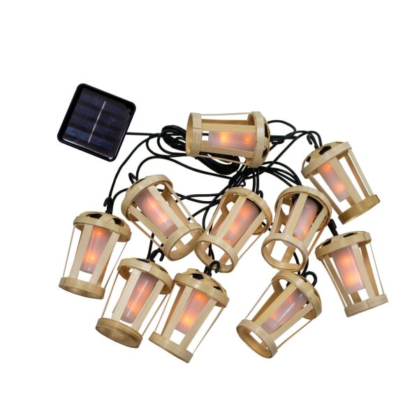 Guirlande lumineuse solaire LED 5m de long IP44 2000 K bambou