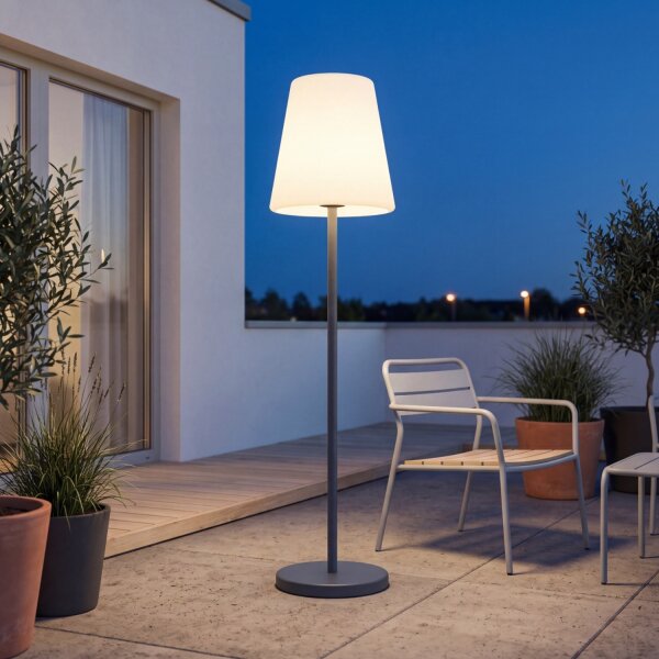 LED Stehleuchte außen 119 cm Dimmer 3000-6500 K Grau Weiß