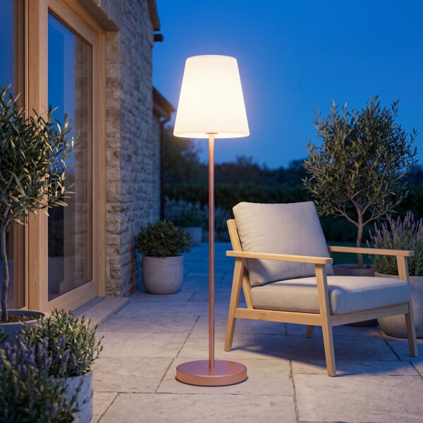 Lampadaire solaire LED 177 cm changement de couleur rose blanc IP65