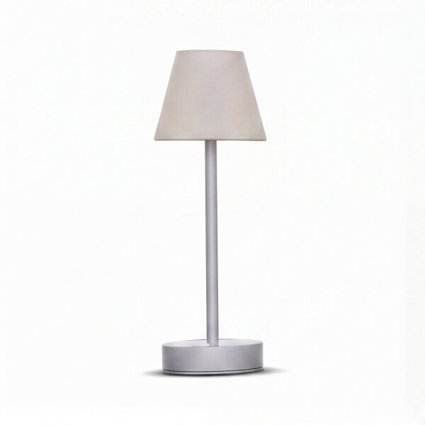 LED Tischleuchte außen kabellos 32 cm Touch Dimmer Grau Weiß