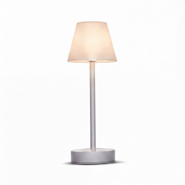 LED Tischleuchte außen kabellos 32 cm Touch Dimmer Grau Weiß