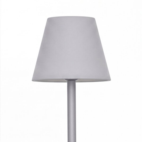 LED Tischleuchte außen kabellos 32 cm Touch Dimmer Grau Weiß