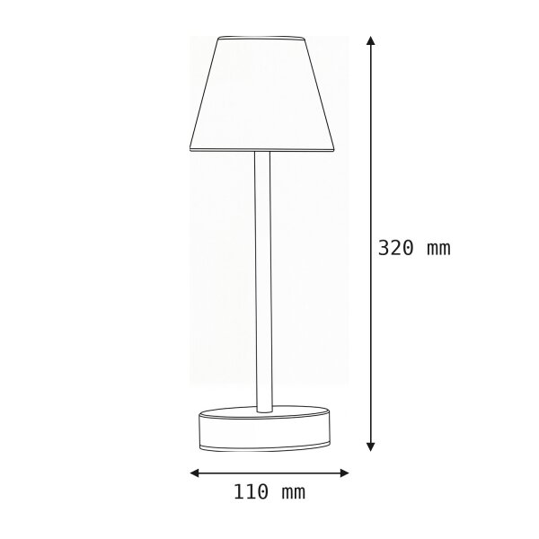 LED Tischleuchte außen kabellos 32 cm Touch Dimmer Grau Weiß