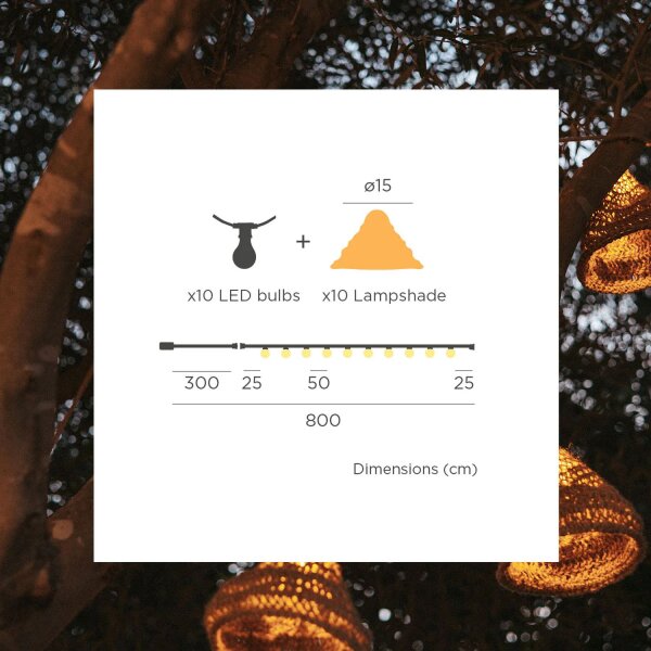 Guirlande lumineuse solaire à LED Jardin 5m de long Outdoor Jute IP44