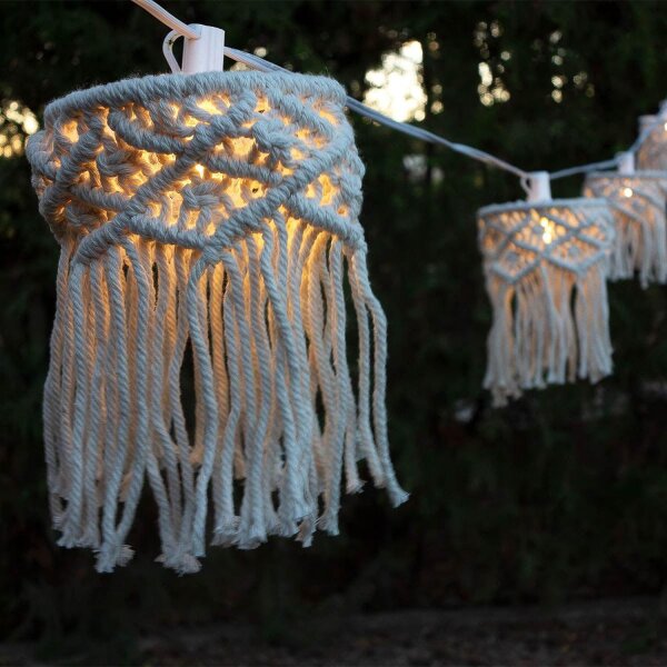 Guirlande lumineuse solaire LED 5m de long 2700 K blanc chaud IP44 blanc