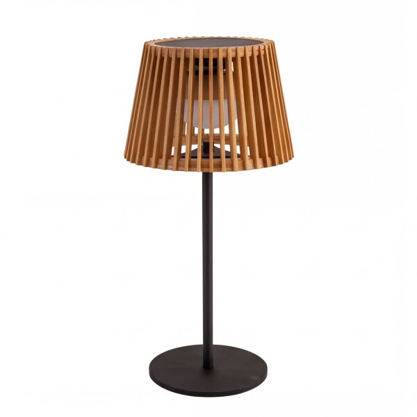 Tragbare LED Tischleuchte Solar Holz Metall 36 cm IP54 2700K
