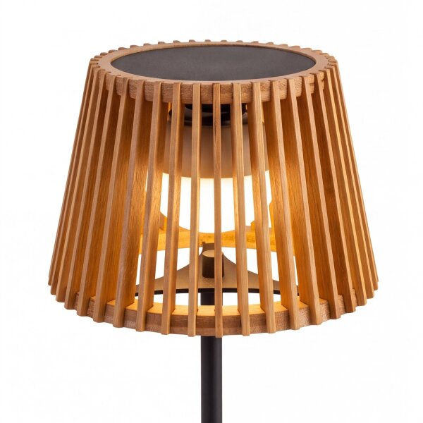 Tragbare LED Tischleuchte Solar Holz Metall 36 cm IP54 2700K