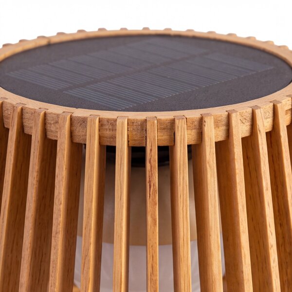 Tragbare LED Tischleuchte Solar Holz Metall 36 cm IP54 2700K