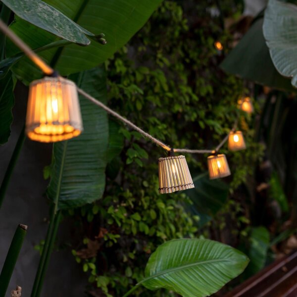 Guirlande lumineuse LED avec fiche 5m IP44 2200K Bambou Outdoor