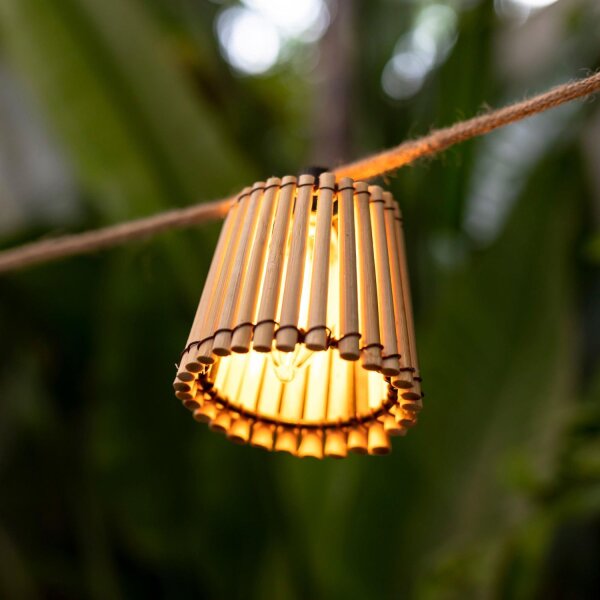 Guirlande lumineuse LED avec fiche 5m IP44 2200K Bambou Outdoor