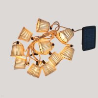 LED Solarlichterkette 5m lang IP44 2200 K Bambus Schirme