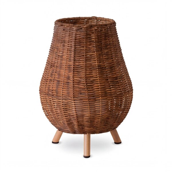 Tischleuchte LED kabellos Rattan Akku IP54 H: 32,5 cm dimmbar