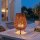 Tischleuchte LED kabellos Rattan Akku IP54 H: 32,5 cm dimmbar