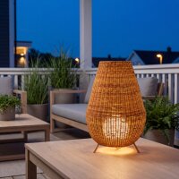 Lampe de table LED extérieure rotin batterie IP54...