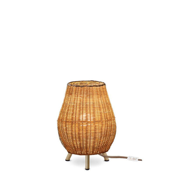 Tischleuchte Rattan H: 32,5 cm Dreibein Natur E27 FULDE