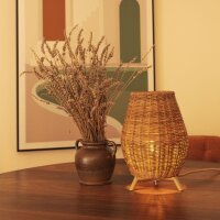 Tischleuchte Rattan H: 32,5 cm Dreibein Natur E27 FULDE