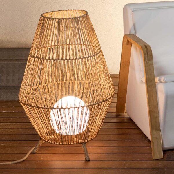 Lampe de table LED à lextérieur IP54 72 cm Rattan Dimmer Télécommande
