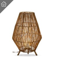 Tischleuchte Rattan H: 72 cm E27 groß Dreibein Boho