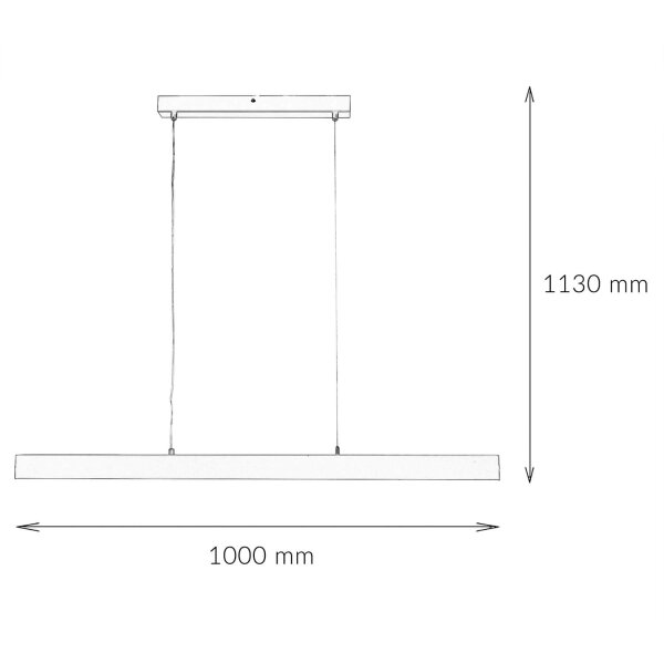 Suspension LED métal noir allongé L : 100 cm
