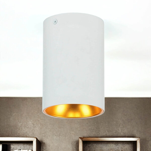 Spot de plafond rond Ø 9,5 cm petit métal GU10 blanc cuivre-or